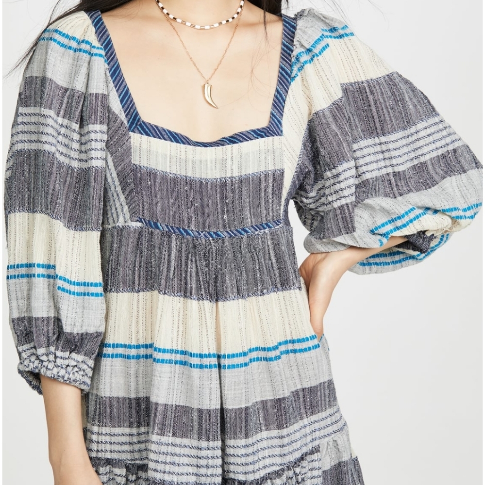 Free People All Lined Up Blue Multi Striped Dress - Picture 5 of 7